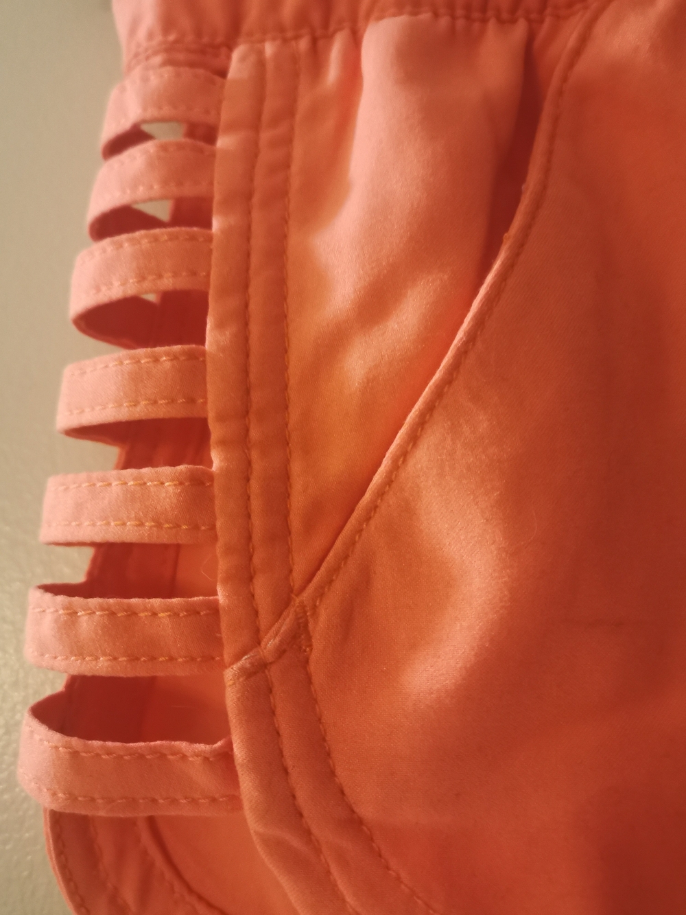NWOT O'Neill Marina Cutout Boardshorts Coral-Orange Mesh Lines Slip Seam Pockets